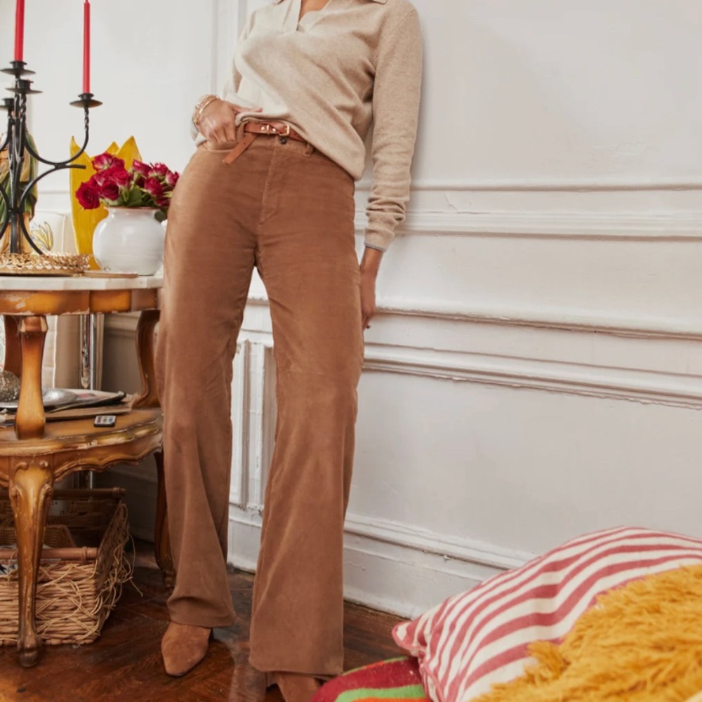 Like New Faherty Stretch Cord Wide Leg Pant Brown